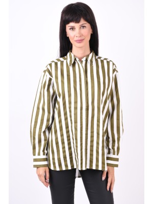 Camasa Dama Selected Slflotte Striped bumbac Martini Olive Stripes